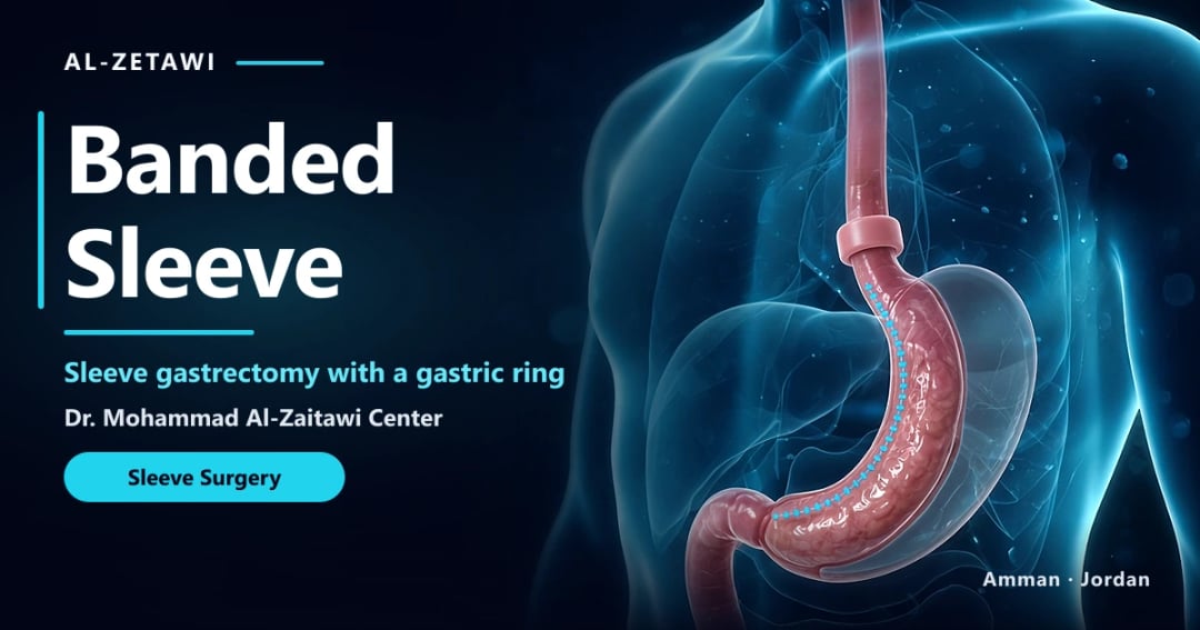 Banded sleeve 3D illustration: a narrow sleeve stomach with a ring in Jordan