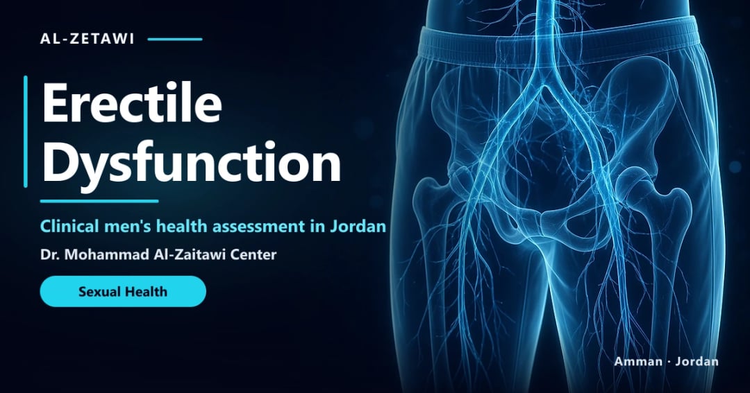 Erectile dysfunction 3D illustration: pelvic blood flow shown clinically, Jordan