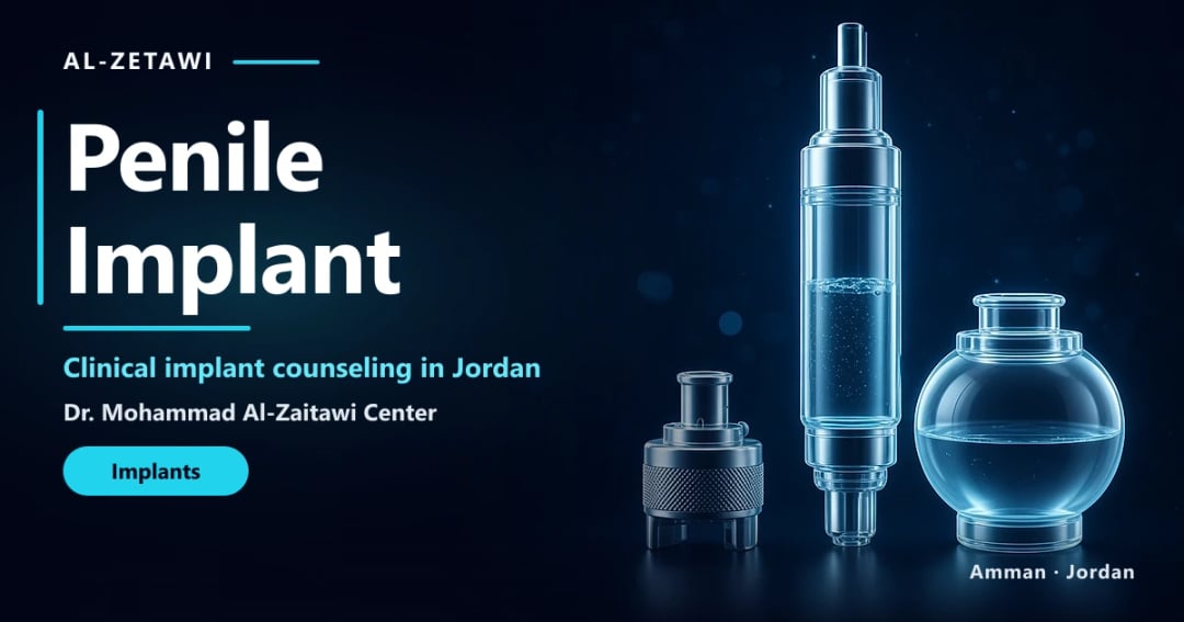 Penile Implant in Jordan | Dr. Mohammad Al-Zaitawi Penile implant 3D illustration: sterile implant components shown clinically, Jordan