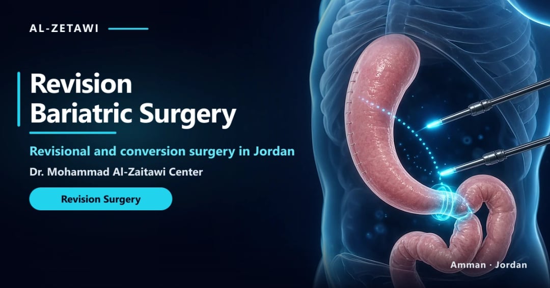 Revision Bariatric Surgery in Jordan | Dr. Mohammad Al-Zaitawi Revision bariatric surgery illustration: previous sleeve converted with a new intestinal connection, Jordan