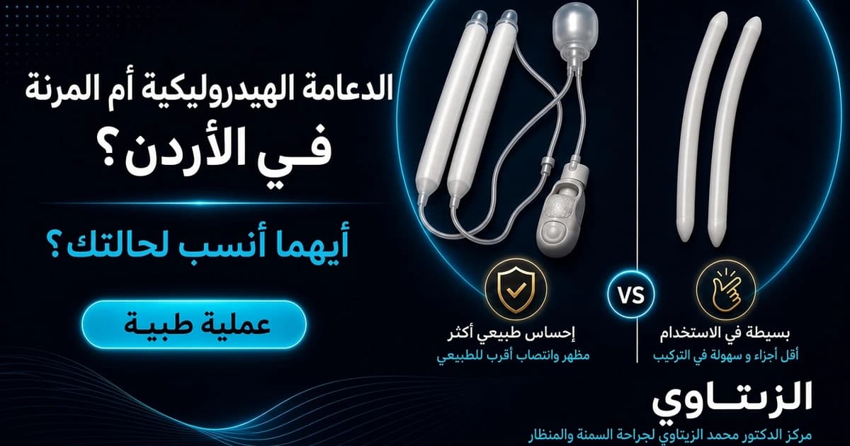 الدعامة الهيدروليكية أم المرنة في الأردن؟ | د. محمد عبد الوهاب الزيتاوي الدعامة الهيدروليكية أم المرنة في الأردن؟ — مقارنة Ultra Premium بين الدعامة الهيدروليكية والمرنة لعلاج ضعف الانتصاب في الأردن | د. محمد عبد الوهاب الزيتاوي